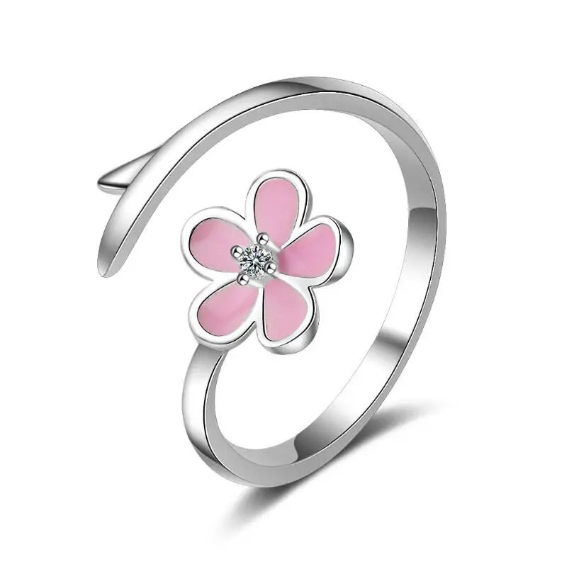 New Sweet Cherry Blossoms Flower Distorted Opening Rings For Women Girls 925 Sterling Silver Jewelry Party Gift Anillos SAR65
New Sweet Cherry Blossoms Flower Distorted Opening Rings For Women Girls 925 Sterling Silver Jewelry Party Gift Anillos SAR65