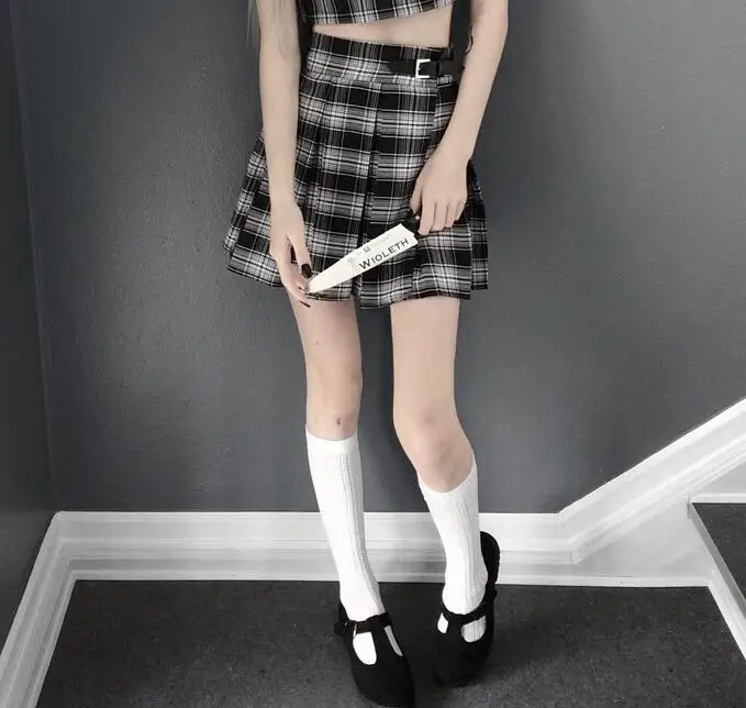 2019 New ArrivalSpring Summer Harajuku Gothic Black Gray Plaid Skirts Shorts Women'S Pleated Skirt Short Punk Girl'S Skirt Shor
2019 New ArrivalSpring Summer Harajuku Gothic Black Gray Plaid Skirts Shorts Women'S Pleated Skirt Short Punk Girl'S Skirt Shor
