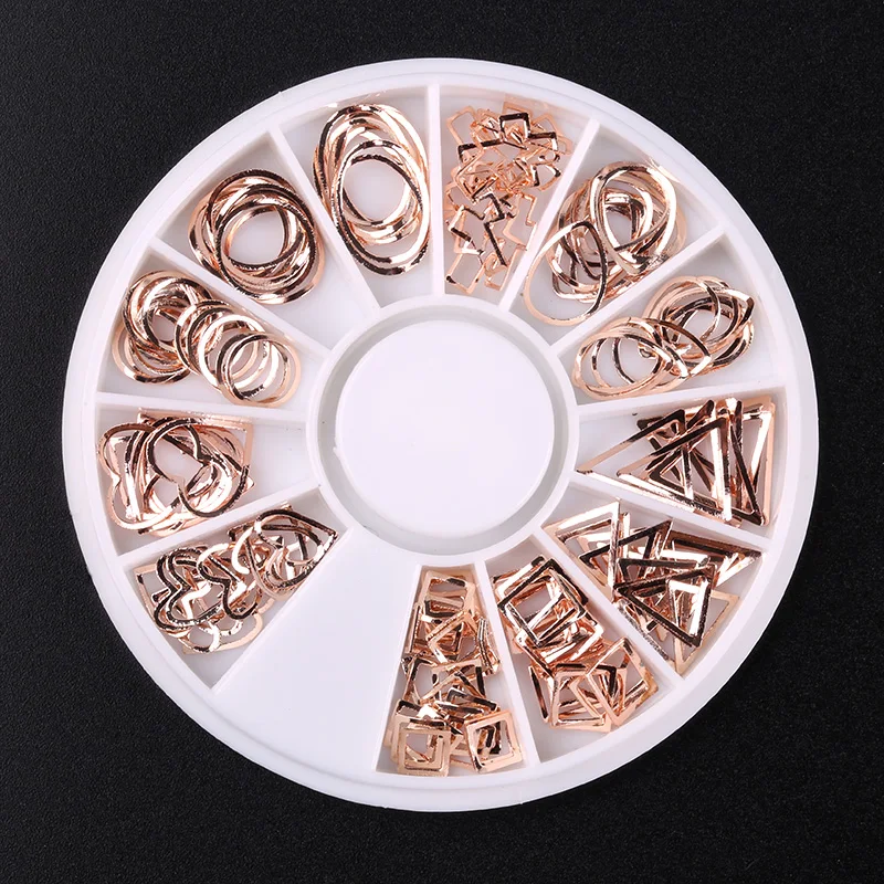 Blueness 1 Wheel Rose Gold Nail Art Decorations Metal Copper Studs Heart Cross Hollow Rhinestones Nails Design for Manicure
Blueness 1 Wheel Rose Gold Nail Art Decorations Metal Copper Studs Heart Cross Hollow Rhinestones Nails Design for Manicure