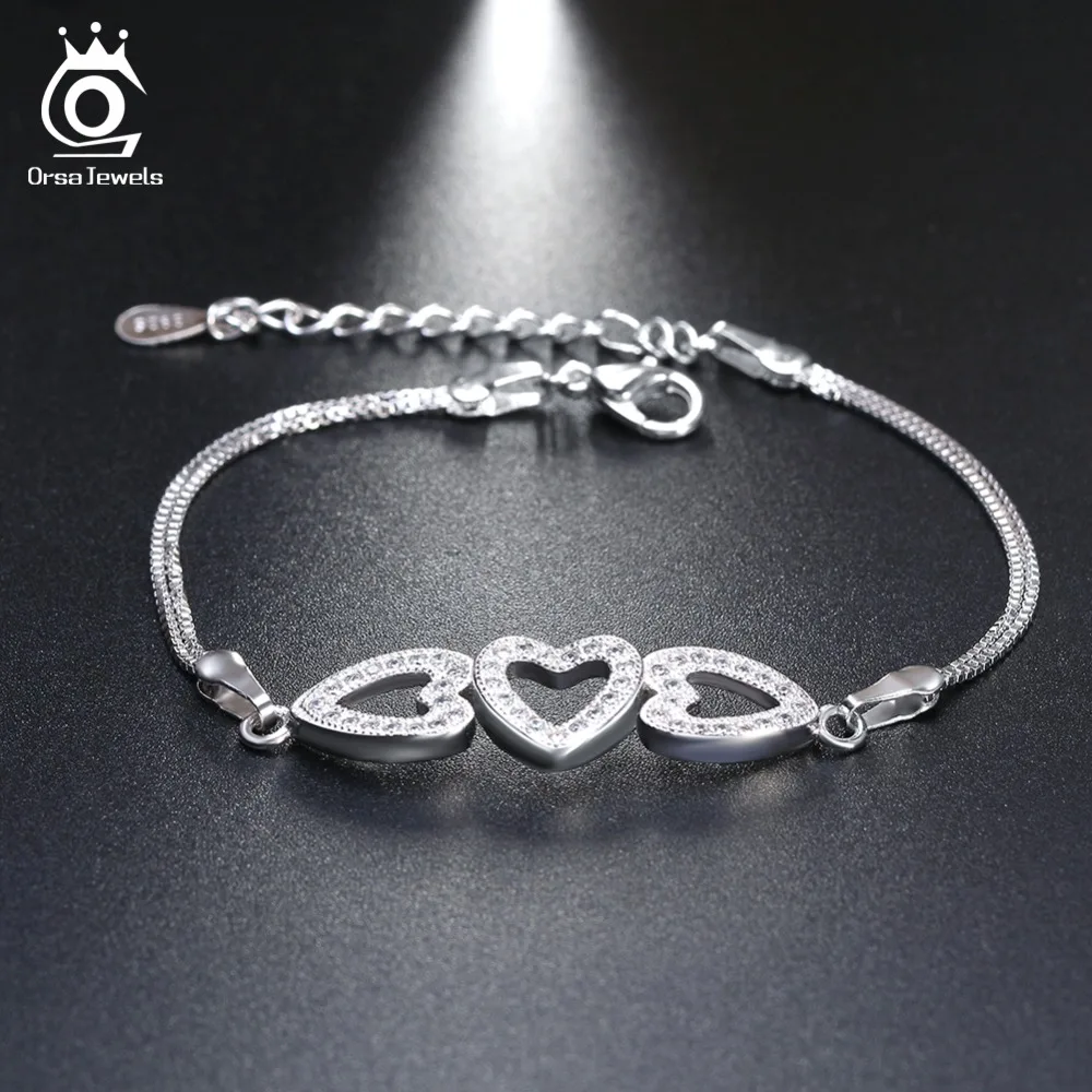 ORSA JEWELS Women Heart Bracelet Romantic Love AAA Cubic Zircon Extensionable Silver Color Fashion Wedding Gift Jewelry AOB55
ORSA JEWELS Women Heart Bracelet Romantic Love AAA Cubic Zircon Extensionable Silver Color Fashion Wedding Gift Jewelry AOB55