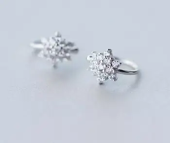 (NO pierced) Real. 925 Sterling Silver jewelry Crystals CZ STONE SET Flower Snowflake Clip Earrings Jewelry GTLE1640 
(NO pierced) Real. 925 Sterling Silver jewelry Crystals CZ STONE SET Flower Snowflake Clip Earrings Jewelry GTLE1640