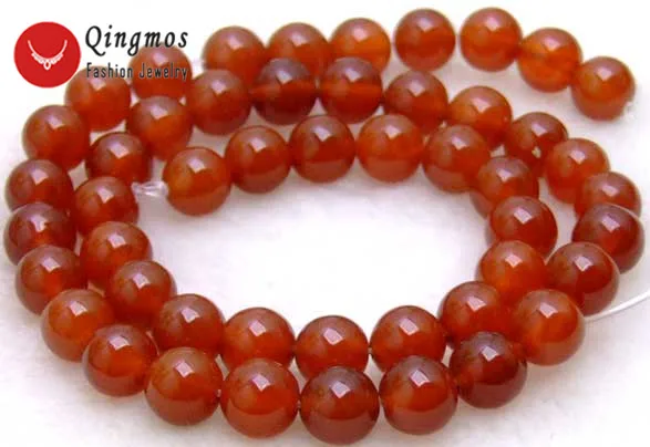 Qingmos 6mm Round Red Natural Agates Beads for Jewelry Making loose Strand 15" Beadwork-los219 | Украшения и аксессуары