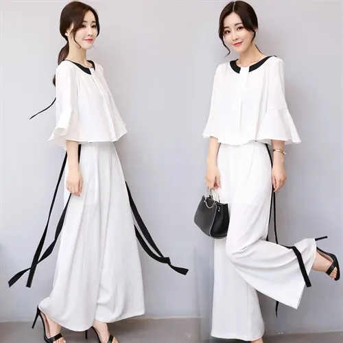 2017 New Women Summer Suits Blouse Two-piece suit chiffon shirt and wide leg trousers women sets with Belt
2017 New Women Summer Suits Blouse Two-piece suit chiffon shirt and wide leg trousers women sets with Belt