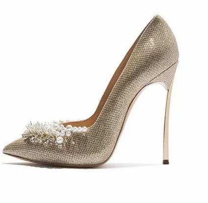 Handmade Crystal Pearl Embellished Wedding Shoes Pointed Toe Woman Pumps Sexy Blade High Heeled Dress Shoes Big Size 10
Handmade Crystal Pearl Embellished Wedding Shoes Pointed Toe Woman Pumps Sexy Blade High Heeled Dress Shoes Big Size 10
