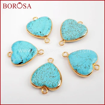 BOROSA 10PCS New Arrival Gold Color Blue Howlite Turquoises Heart Shape Connector Jewelry Double Charms for Women Jewelry G1538
BOROSA 10PCS New Arrival Gold Color Blue Howlite Turquoises Heart Shape Connector Jewelry Double Charms for Women Jewelry G1538