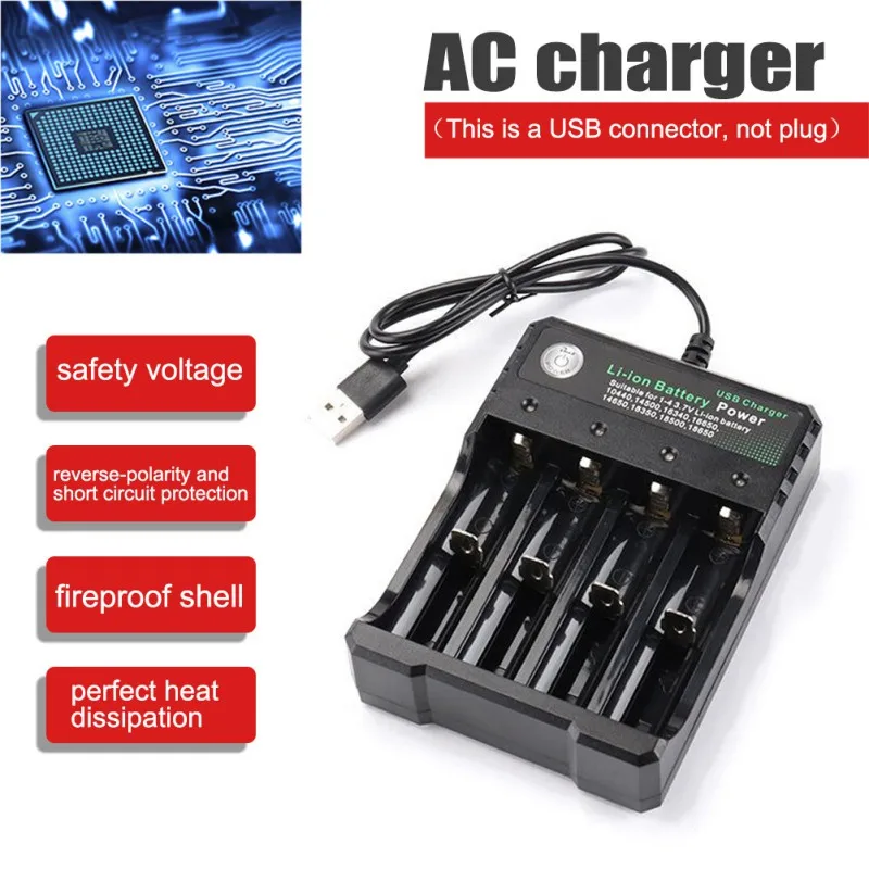 18650 Battery Charger 4-slot Li-ion Battery Charger Player Amplifier USB Charging Stand Rechargeable Multiple Battery Charger
18650 Battery Charger 4-slot Li-ion Battery Charger Player Amplifier USB Charging Stand Rechargeable Multiple Battery Charger