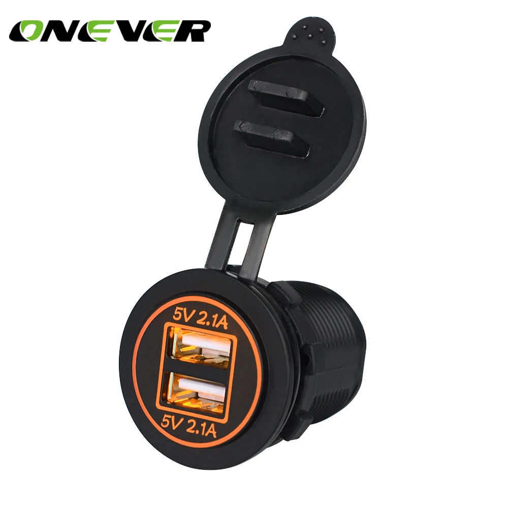 

Onever Car USB Charger 5V2.1A LED Voltage Meter Panel Phone Tablet Charger Socket for Auto Truck ATV Boat Motorcycle