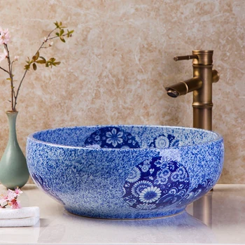 Blue color Artistic Round Countertop Washnasin Ceramic Bathroom basin Sink bowl porcelain vessel sinks
Blue color Artistic Round Countertop Washnasin Ceramic Bathroom basin Sink bowl porcelain vessel sinks