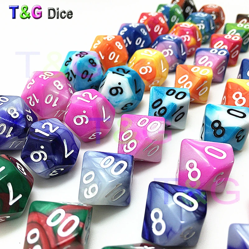 T&G High Quality Colorful Color Effect Dice Set D4 D6 D8 D10 D12 D20 7pc/lot for RPG Board Game with Friends Family
T&G High Quality Colorful Color Effect Dice Set D4 D6 D8 D10 D12 D20 7pc/lot for RPG Board Game with Friends Family