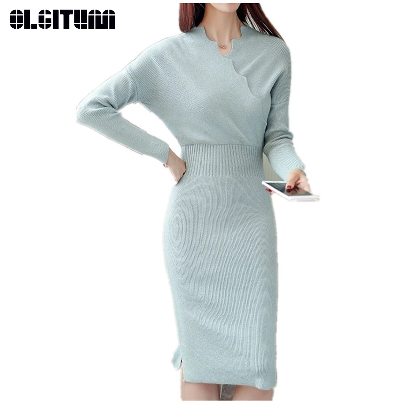 2018 Autumn and Winter New Women Lady Female Mujer Long-sleeved Fashion Elegant Slim Solid Color Long Knit Dress Vestido
2018 Autumn and Winter New Women Lady Female Mujer Long-sleeved Fashion Elegant Slim Solid Color Long Knit Dress Vestido
