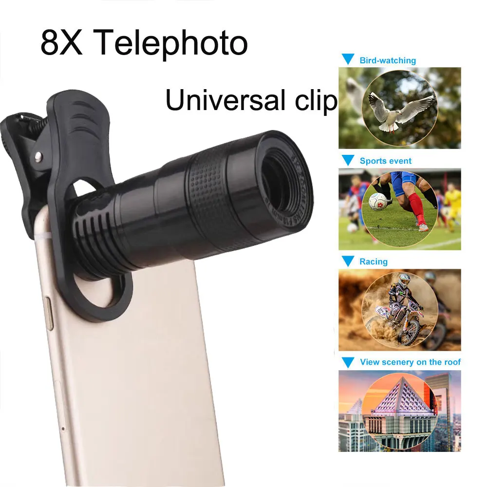 Universal 8X Zoom Optical Phone Telescope Portable Mobile Phone Telephoto Camera Lens For Iphone X XR XS Max 8 7 Samsung Huawei
Universal 8X Zoom Optical Phone Telescope Portable Mobile Phone Telephoto Camera Lens For Iphone X XR XS Max 8 7 Samsung Huawei