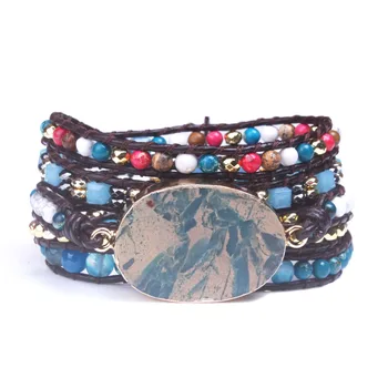New Design fashion women's Bracelet boho jewelry Natural stone leather multilayer wrap Bracelet Dropship
New Design fashion women's Bracelet boho jewelry Natural stone leather multilayer wrap Bracelet Dropship
