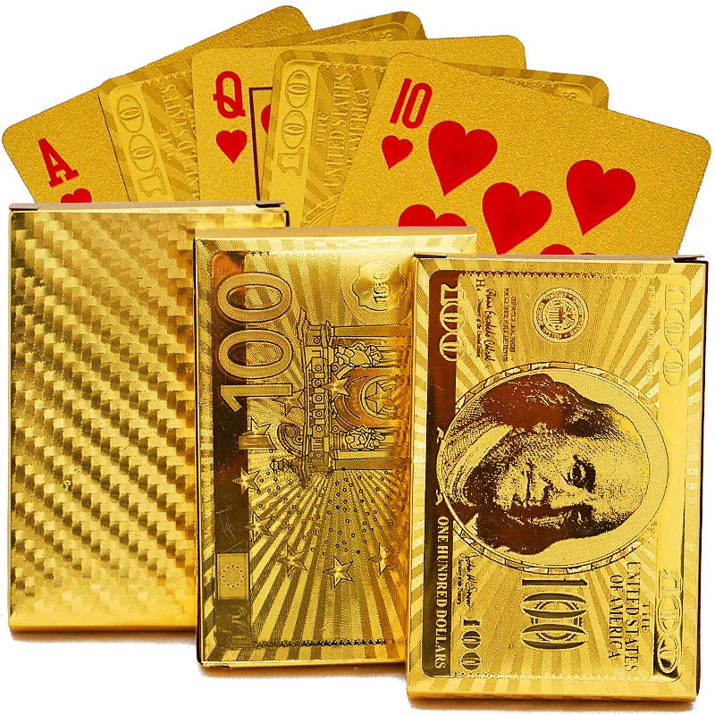 EURO USD Back Golden Playing Cards Deck Plastic Gold Foil Poker Magic Card Durable Waterproof Cards Close-up Street Magic Tricks
EURO USD Back Golden Playing Cards Deck Plastic Gold Foil Poker Magic Card Durable Waterproof Cards Close-up Street Magic Tricks