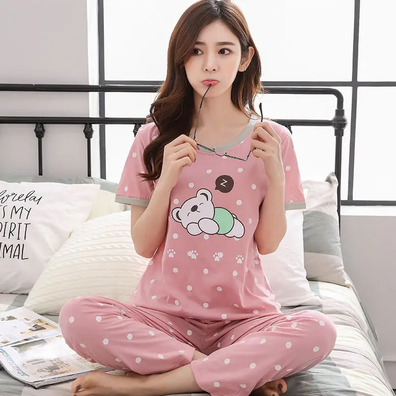 100% Cotton Women's Pajamas Set Long Sleeve O-Neck shirts + long pants Two Piece Women 2018 Autumn Trousers Bathrobe nightie
100% Cotton Women's Pajamas Set Long Sleeve O-Neck shirts + long pants Two Piece Women 2018 Autumn Trousers Bathrobe nightie