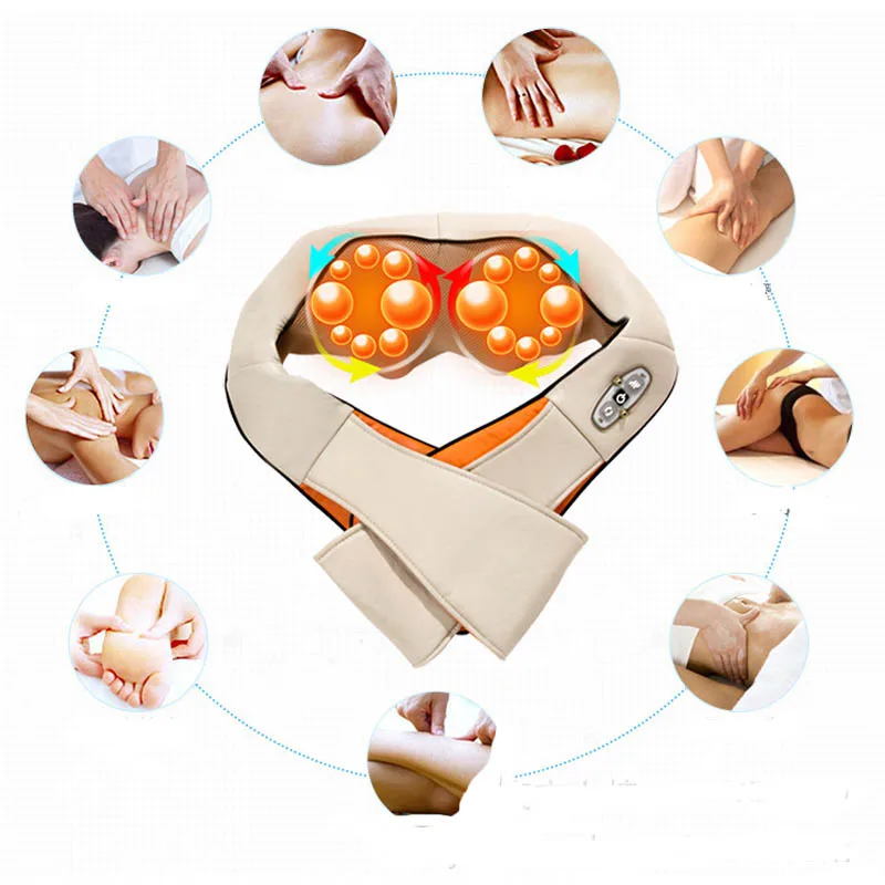 Cervical spine Shiatsu Back Neck Shoulder Body muscle Massager neck Infrared Heated Kneading Car Home Massagem machine |