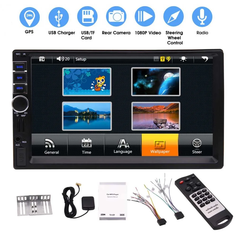 7" Display Bluetooth USB SD Mirrorlink Remote 2 Din Car MP5 Player Stereo System with GPS Navigation FM Radio Station 7-Inch gps
7" Display Bluetooth USB SD Mirrorlink Remote 2 Din Car MP5 Player Stereo System with GPS Navigation FM Radio Station 7-Inch gps