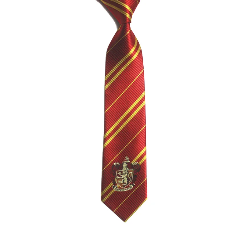 Image Gryffindor Slytherin Ravenclaw hufflepuff College Badge Tie Red Yellow Green Bule Polyester Casplay Fashion Male Female Ties