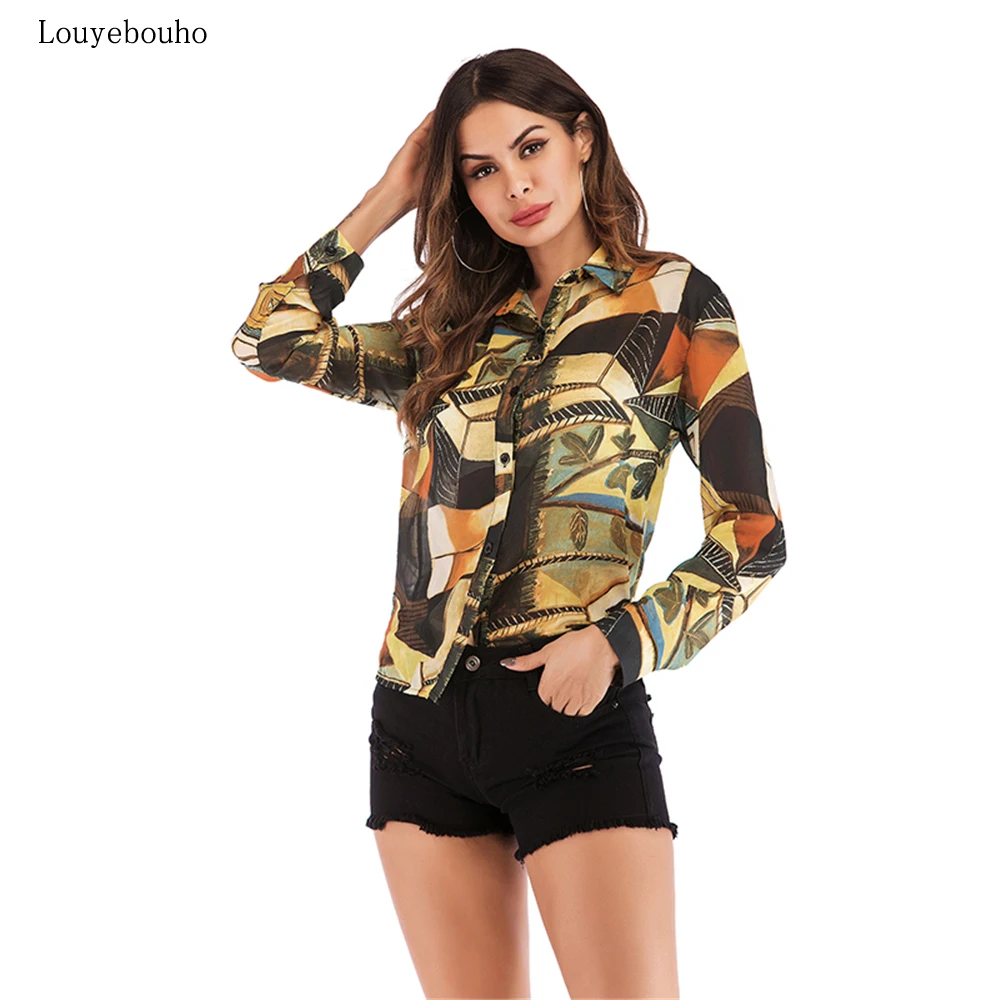 Women Autumn Chiffon Shirt Long Sleeve Casual Print Slim Office Top Turn-down Collar Single Breasted Blouse Blusas Streetwear
Women Autumn Chiffon Shirt Long Sleeve Casual Print Slim Office Top Turn-down Collar Single Breasted Blouse Blusas Streetwear