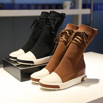 zapatos de mujer 2018 Shoes Woman Leather Lace-Up Sock Ankel Boots Crystal Sole Height Increasing Boots Woman botas mujer
zapatos de mujer 2018 Shoes Woman Leather Lace-Up Sock Ankel Boots Crystal Sole Height Increasing Boots Woman botas mujer