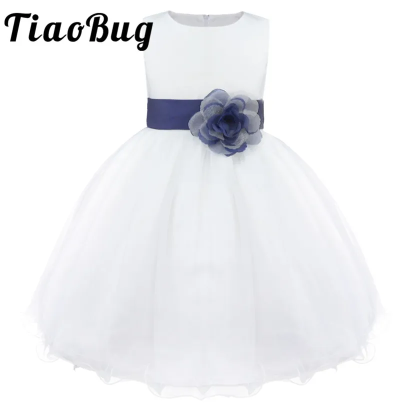 TiaoBug/Новое Брендовое формальное платье до колена с цветочным узором для девочек