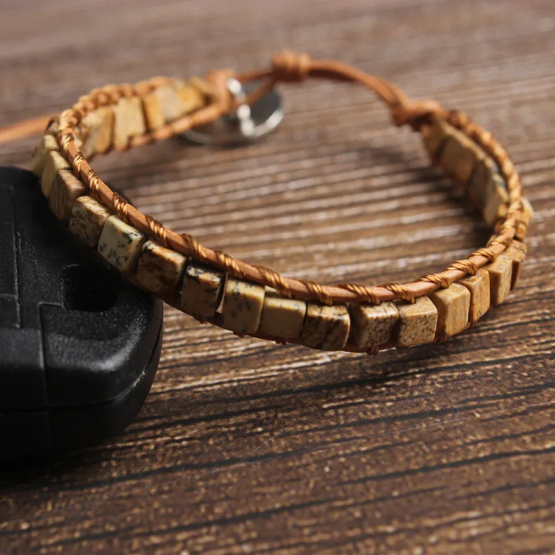 LanLi natural Jewelry 4x4mm light tan square Picture stone bracelet men and women Giving presents and self use
LanLi natural Jewelry 4x4mm light tan square Picture stone bracelet men and women Giving presents and self use