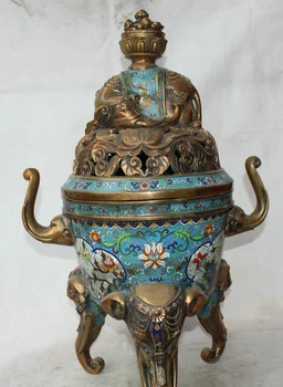 Collectible bronze S1521 24" Marked Chinese Cloisonne Bronze Gild 3 Foot elephant Incense Burner Censer
Collectible bronze S1521 24" Marked Chinese Cloisonne Bronze Gild 3 Foot elephant Incense Burner Censer