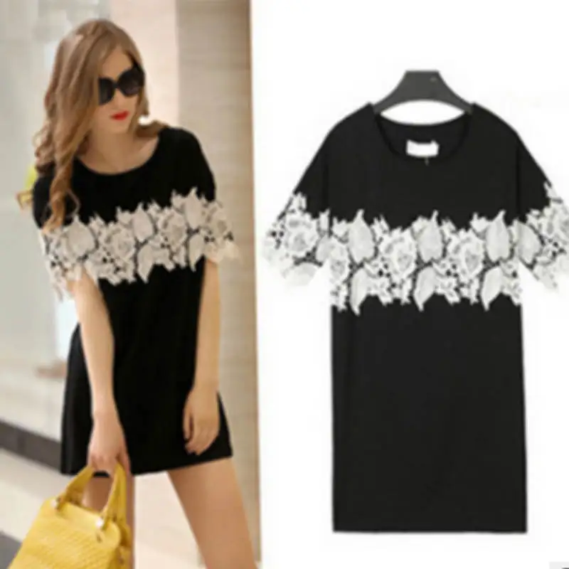 Summer Dress 2019 Sexy Striped Lace Flower Women Office Dress Casual Short Sleeve Round Neck Elegant Dress Mini Plus Size XS-6XL
Summer Dress 2019 Sexy Striped Lace Flower Women Office Dress Casual Short Sleeve Round Neck Elegant Dress Mini Plus Size XS-6XL
