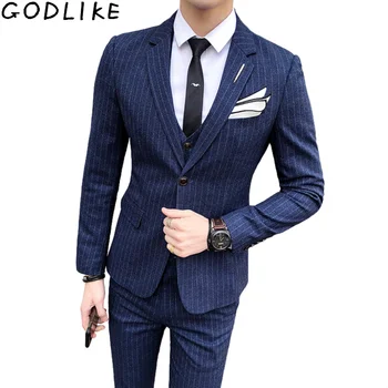 ( Jacket + Vest + Pants ) Men's Fashion Boutique Striped Formal Business Suit /Male Groom Wedding Slim Fit Suit Men's Suit Sets
( Jacket + Vest + Pants ) Men's Fashion Boutique Striped Formal Business Suit /Male Groom Wedding Slim Fit Suit Men's Suit Sets