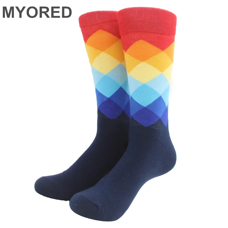 MYORED Male Tide Brand Happy Socks Gradient Color ...