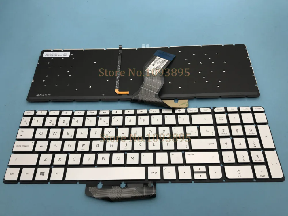 

New For HP 15-bc004ns 15-bc005ns 15-bc006ns 15-bc520ns Laptop Latin Spanish Keyboard Silver Backlit