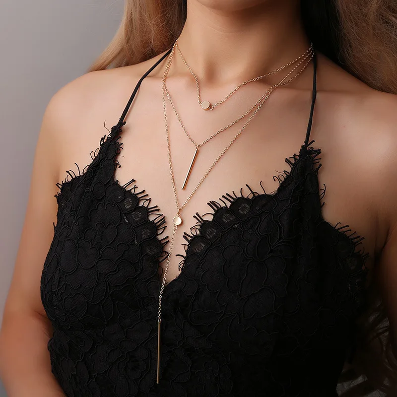 new sautoir contracted vertical bar wafer accessories wholesale necklace chain of three layers of female manufacturer
new sautoir contracted vertical bar wafer accessories wholesale necklace chain of three layers of female manufacturer