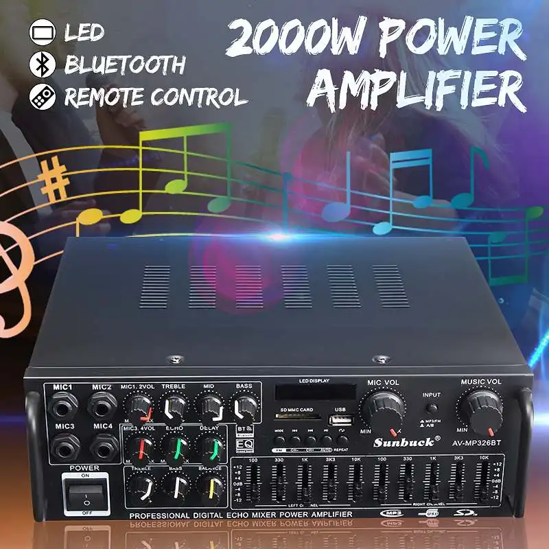 CLATE 220V-240V 1200W 2.0 Channel Audio Power Sound Amplifier bluetooth Amplifer audio Board Support 4 Way Microphone Input
CLATE 220V-240V 1200W 2.0 Channel Audio Power Sound Amplifier bluetooth Amplifer audio Board Support 4 Way Microphone Input