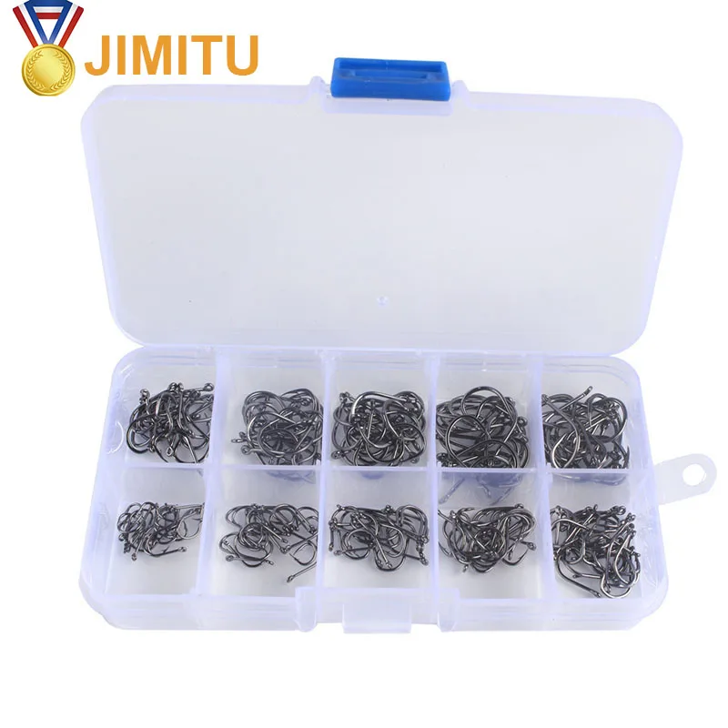 JIMITU 100/200pcs High Carbon Steel Fishing Hooks Set Single Circle Barbed Fishhook Fly Fishing Carp Hooks Sea Tackle Acce
JIMITU 100/200pcs High Carbon Steel Fishing Hooks Set Single Circle Barbed Fishhook Fly Fishing Carp Hooks Sea Tackle Acce