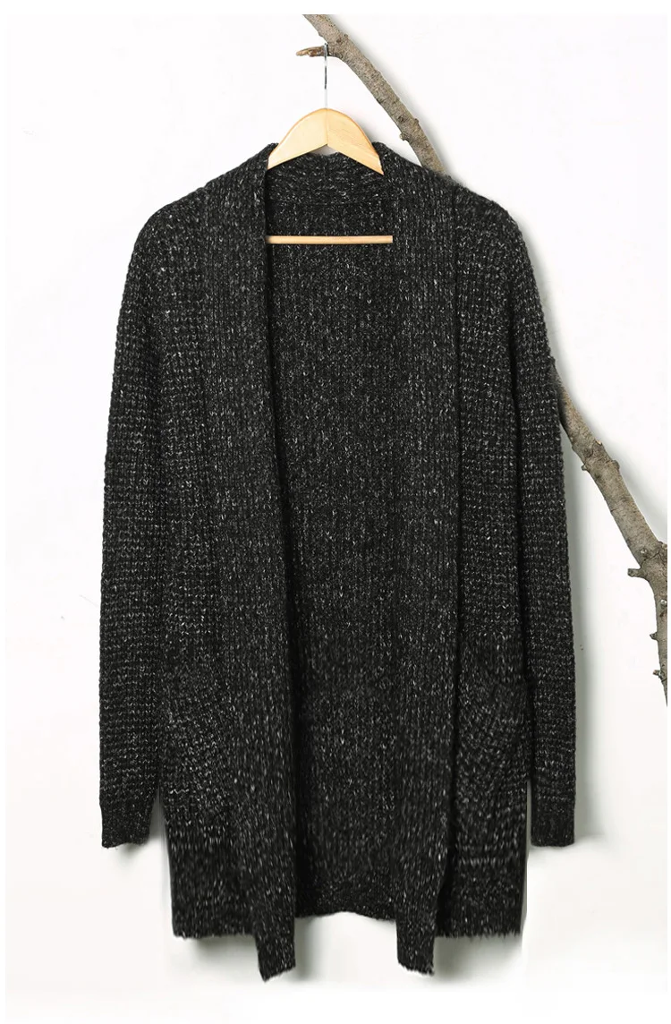 Мужской плотный кардиган теплый мохеровый свитер с длинными рукавами в