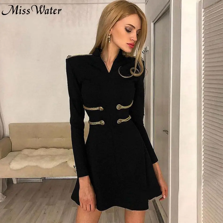 Miss Water Newest Celebrity Party Dress Women Black Long Sleeve V-Neck Button Sexy NightClub Mini A-Line Dress Women Vestidos
Miss Water Newest Celebrity Party Dress Women Black Long Sleeve V-Neck Button Sexy NightClub Mini A-Line Dress Women Vestidos