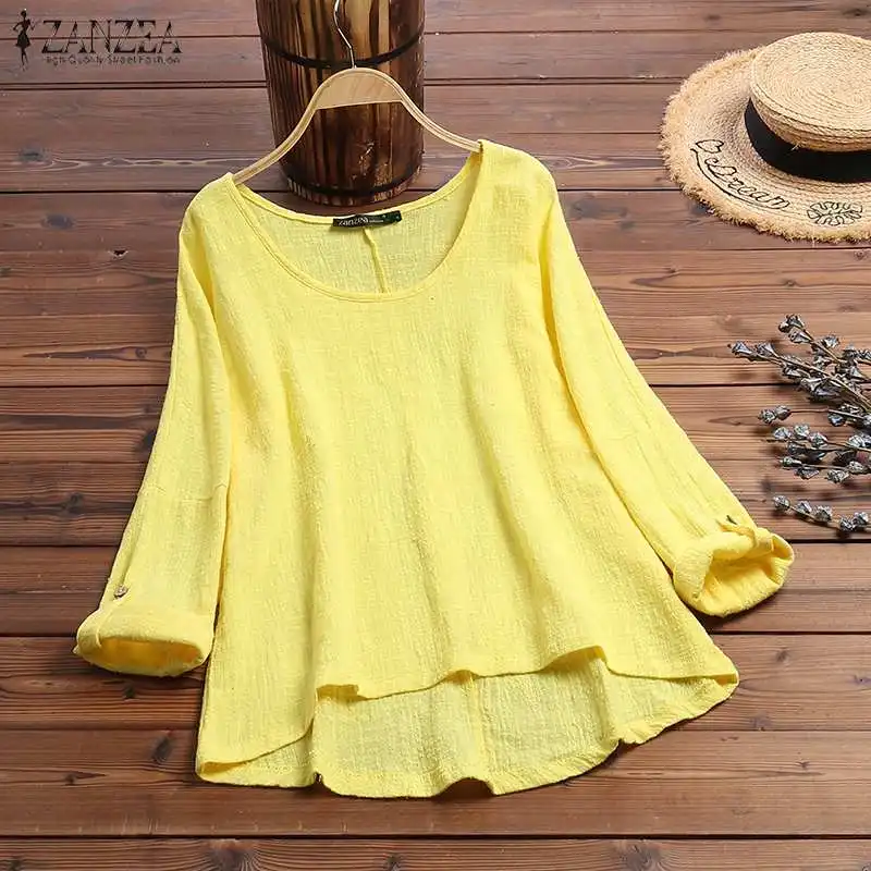 Autumn Blouse ZANZEA Women CSolid Casual O Neck otton Linen Shirt Robe Femme Work OL Blusas Femininas Long Sleeve Tunic Tops
Autumn Blouse ZANZEA Women CSolid Casual O Neck otton Linen Shirt Robe Femme Work OL Blusas Femininas Long Sleeve Tunic Tops