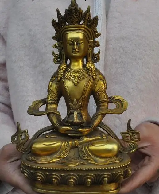 8"Old Tibet buddhism bronze gilt Amitayus kwan-yin GuanYin Goddess buddha statue
8"Old Tibet buddhism bronze gilt Amitayus kwan-yin GuanYin Goddess buddha statue