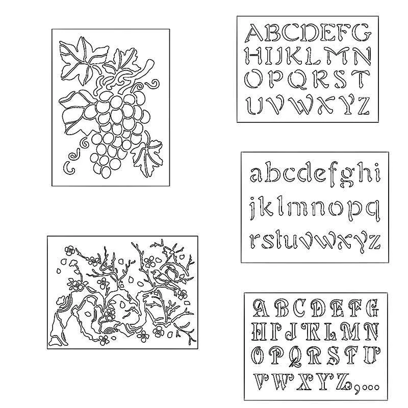 Various Alphabets Plum Blossom Flower Grape Plastic Stencil for DIY Scrapbooking Embossing Paper Cards Crafts Templates 2019 New
Various Alphabets Plum Blossom Flower Grape Plastic Stencil for DIY Scrapbooking Embossing Paper Cards Crafts Templates 2019 New