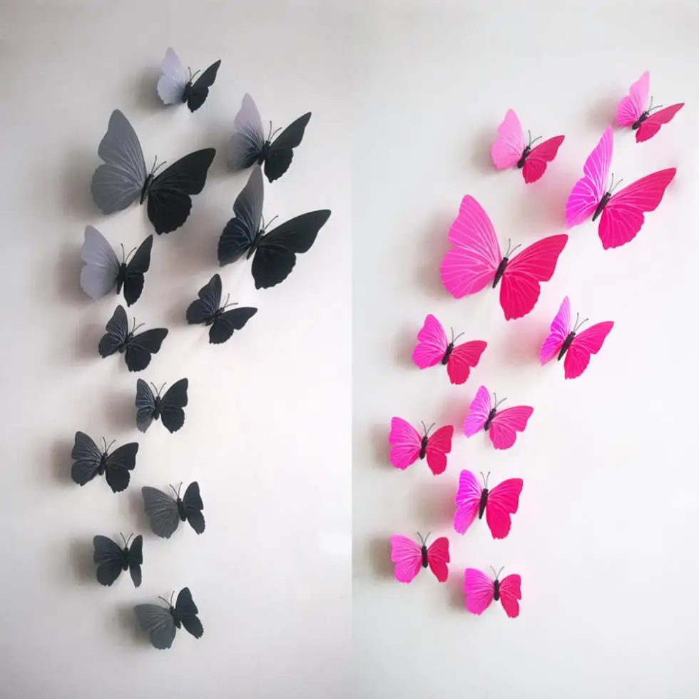 Горячая Распродажа 3D настенные декорации бабочки 12 шт. 6big + 6 маленькие ПВХ