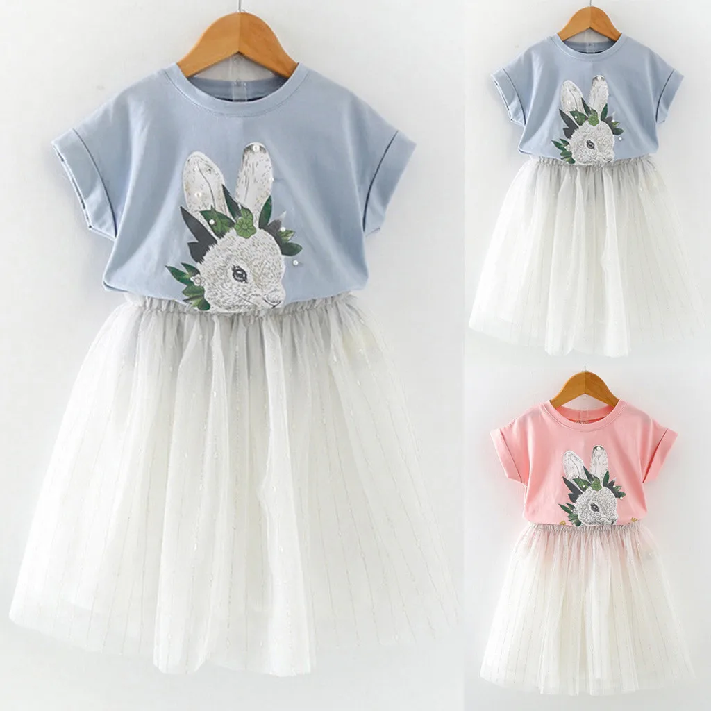 Toddler Kids Baby Girls Outfits Clothes Short Sleeve Cartoon Rabbit Print Bunny T-Shirt Top+Tulle Mesh Skirt Two-Piece Set
Toddler Kids Baby Girls Outfits Clothes Short Sleeve Cartoon Rabbit Print Bunny T-Shirt Top+Tulle Mesh Skirt Two-Piece Set