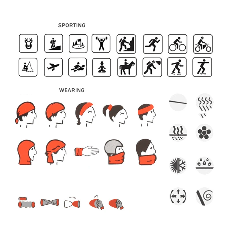 Hiking Scarf Sport Headwear Seamless Bandanas (5)