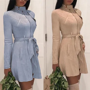 Women Stand Collar Sash Suede Trench Autumn Coat Casual Leather Pocket Long Women Fall Coat Winter Warm Outwear Overcoat Female
Women Stand Collar Sash Suede Trench Autumn Coat Casual Leather Pocket Long Women Fall Coat Winter Warm Outwear Overcoat Female