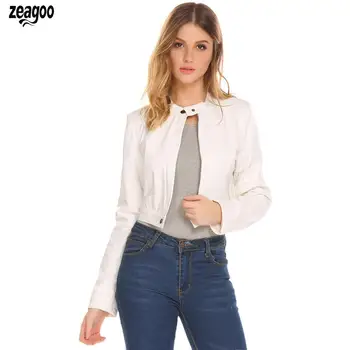 Women PU Leather Stand Collar Long Sleeve Zipper Snap Button Slim Fit Casual, Cycling Crop Motorcycle Jacket
Women PU Leather Stand Collar Long Sleeve Zipper Snap Button Slim Fit Casual, Cycling Crop Motorcycle Jacket
