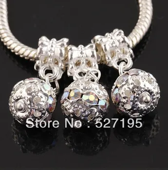 50PCS 10mm Silver With Crystal AB Rhinestone Big Hole Dangle Beads Fit European Bracelets Jewelry Fittings
50PCS 10mm Silver With Crystal AB Rhinestone Big Hole Dangle Beads Fit European Bracelets Jewelry Fittings