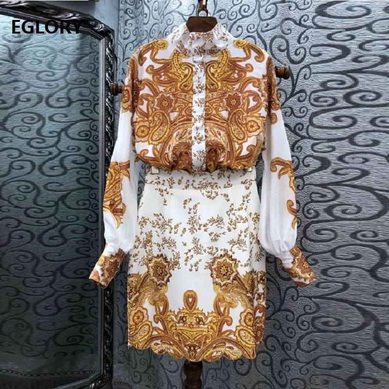 Top Grade Designer Clothing Sets 2019 Summer Fashion Skirt Suit Women Stand Neck Vintage Print Long Sleeve Shirt+Pencil Skirt
Top Grade Designer Clothing Sets 2019 Summer Fashion Skirt Suit Women Stand Neck Vintage Print Long Sleeve Shirt+Pencil Skirt