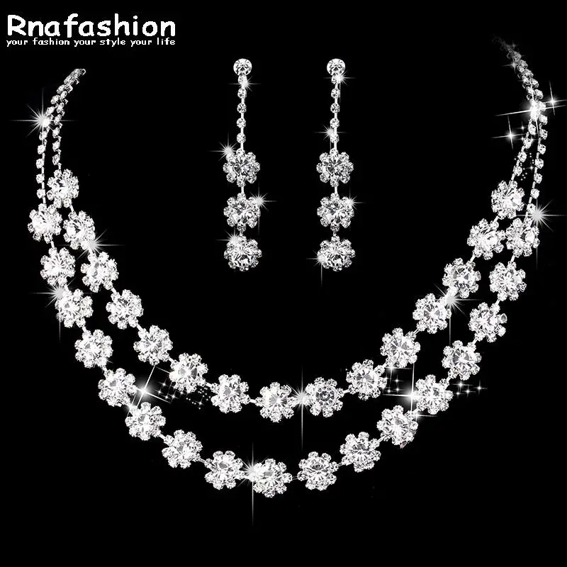 RNAFASHION Double Flower White Color Wedding Jewelry Sets Bridal Necklace Earring Engagement Chrystal for Woman Gift Jewellery
RNAFASHION Double Flower White Color Wedding Jewelry Sets Bridal Necklace Earring Engagement Chrystal for Woman Gift Jewellery