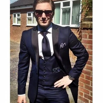 Italian Navy Blue Mens Wedding Suits Tuxedo Jacket+Pants+Vest 3 Pieces Man Suit Groomsmen Suit Costume Homme Terno Masculino
Italian Navy Blue Mens Wedding Suits Tuxedo Jacket+Pants+Vest 3 Pieces Man Suit Groomsmen Suit Costume Homme Terno Masculino