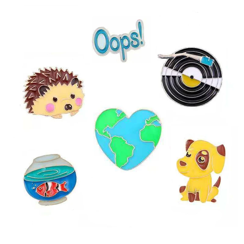 Multi-style 6 Cute Hedgehog/Dog/Record/Goldfish/Oops Icon Design Metal Brooches Pins Hats Clips Enamel Pin Lovely Cartoon Gift
Multi-style 6 Cute Hedgehog/Dog/Record/Goldfish/Oops Icon Design Metal Brooches Pins Hats Clips Enamel Pin Lovely Cartoon Gift