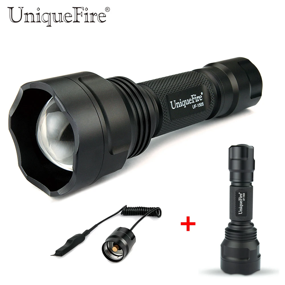 UniqueFire Remote Control T38 Led Flashlight UF-1505 XP-E G/W/R Light IP65 Waterproof Lamp Torch+Remote Pressure For Hunt | Лампы и