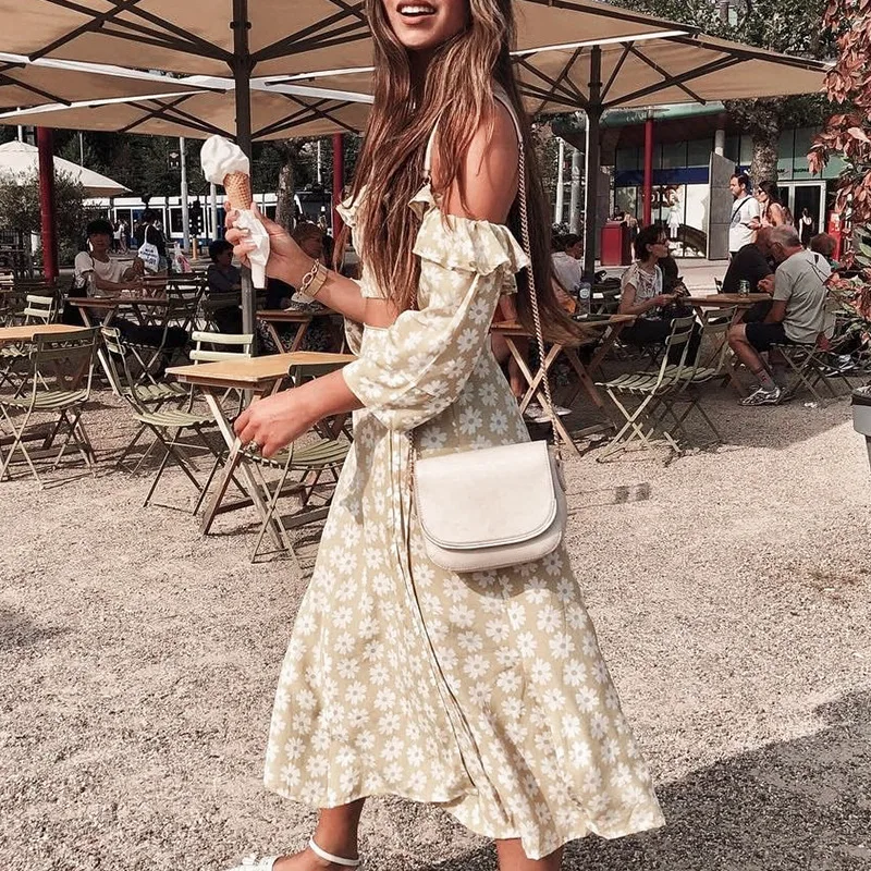 Floral Print 2 Pieces Dress Siuts Summer Women Ruffle Beach Off Shoulder Long Dresses High Split Female Maxi Dresses
Floral Print 2 Pieces Dress Siuts Summer Women Ruffle Beach Off Shoulder Long Dresses High Split Female Maxi Dresses